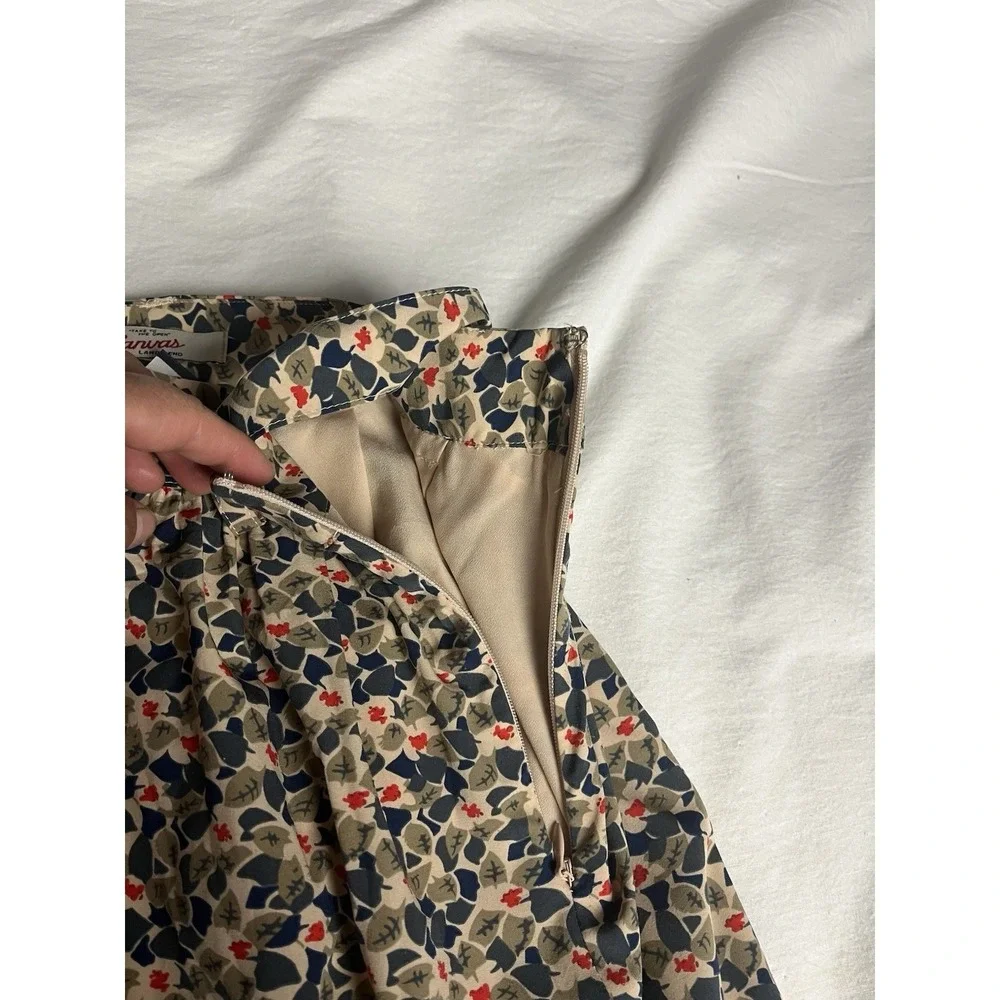 Canvas Land's End Womens Size 2 Floral Print Skirt‎ Belted Knee length Lined